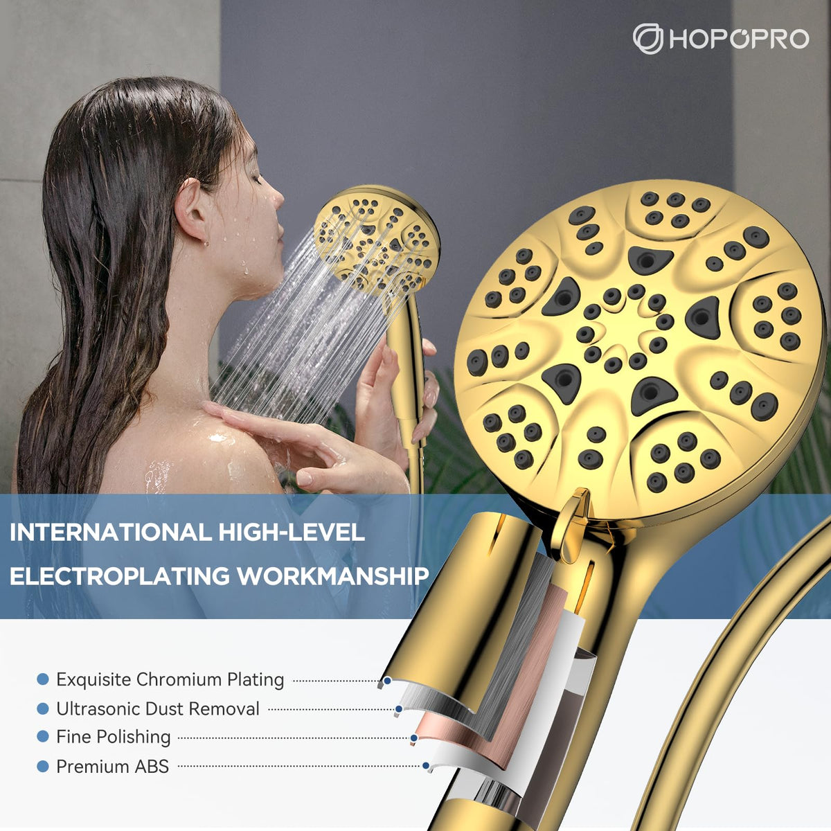 HOPOPRO 59-inch hose provides flexible reach for easy rinsing and wide coverage.