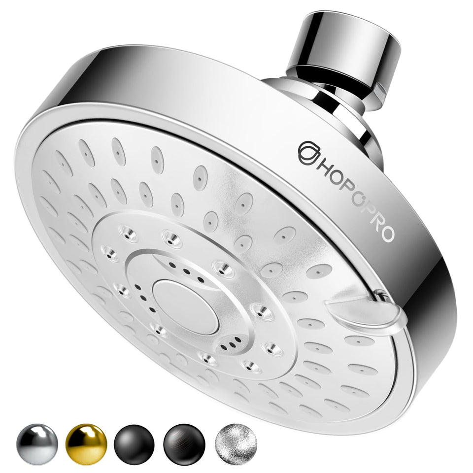 HOPOPRO 5-Mode shower head full view showing five spray modes for a versatile shower