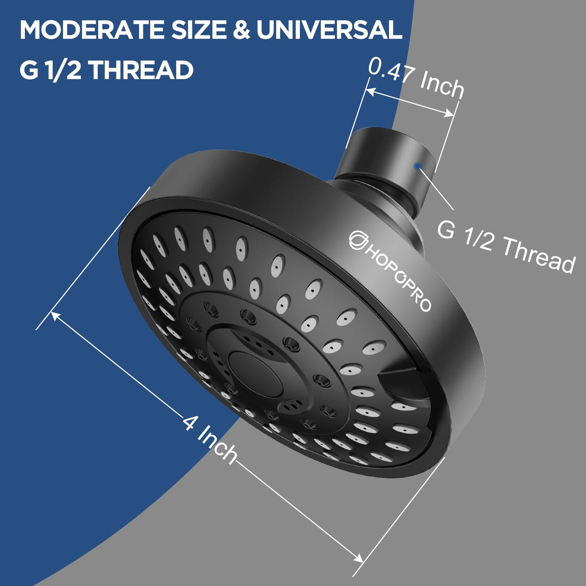 HOPOPRO ABS plastic shower head remains rust-proof and durable in humidity.