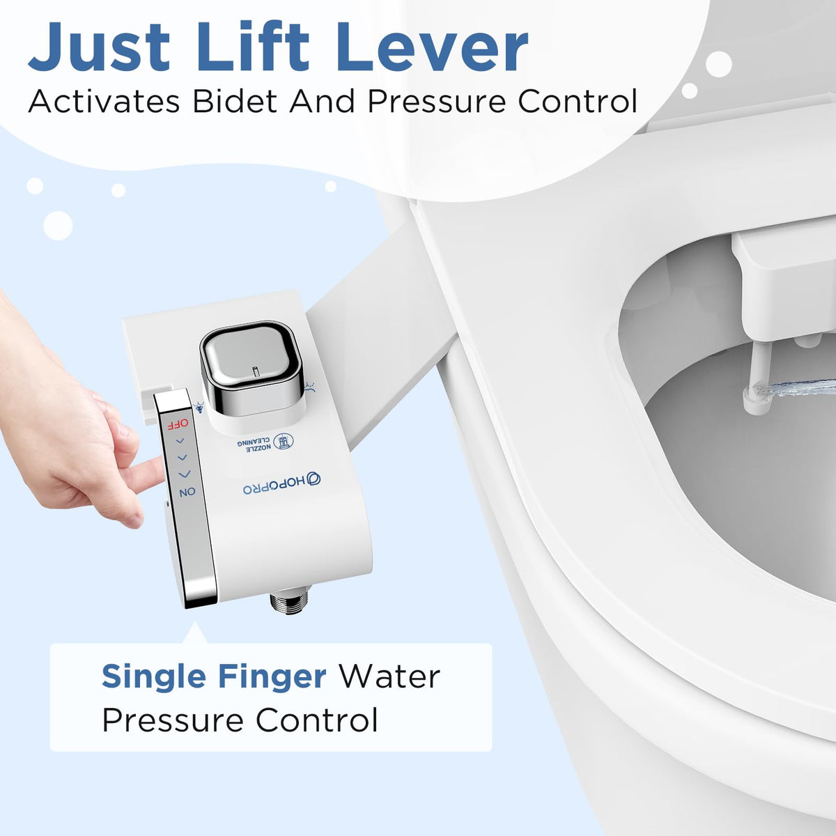 HOPOPRO bidet dual nozzles provide rear and feminine wash for customizable hygiene