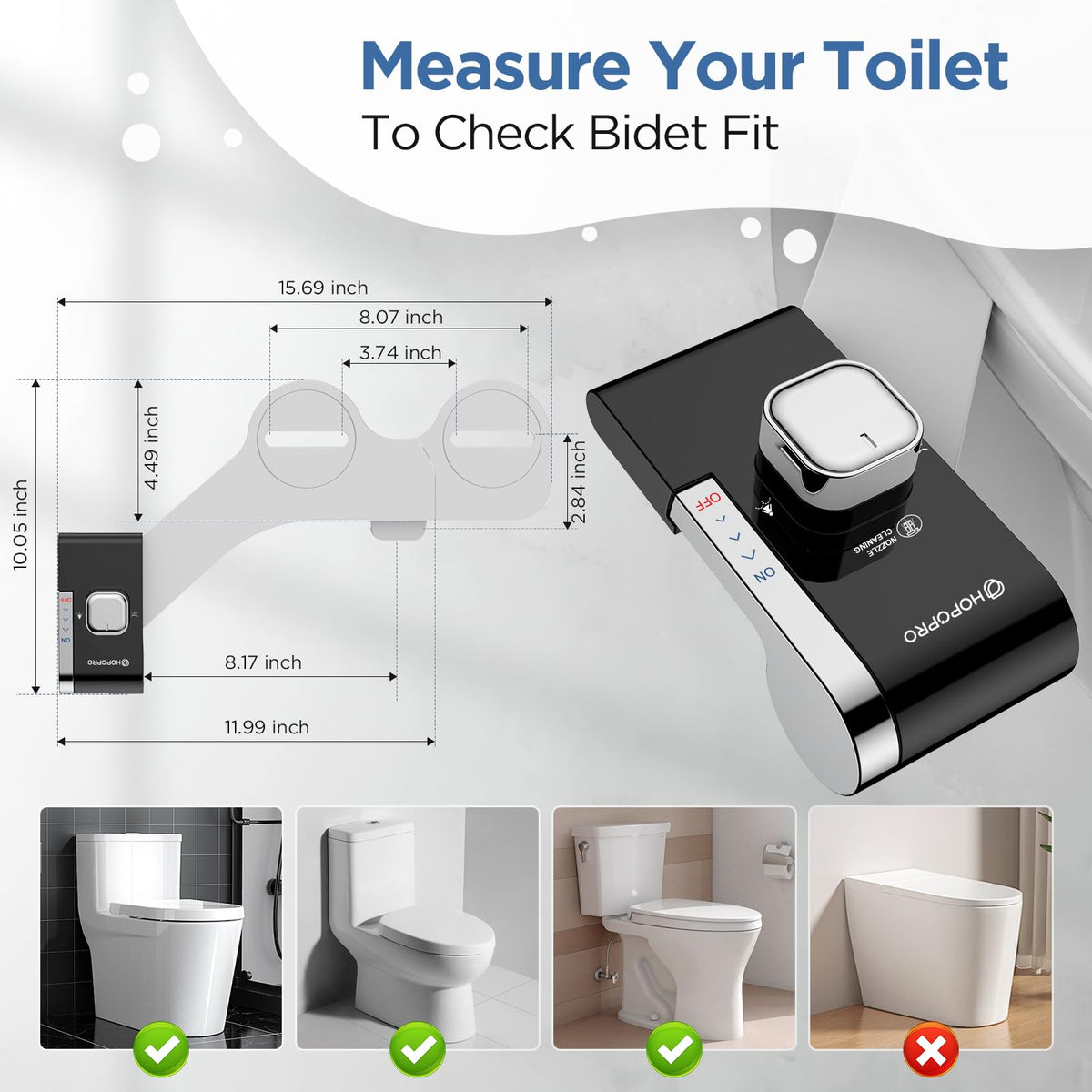 HOPOPRO bidet feminine wash mode provides softer angled flow for sensitive periods