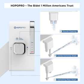HOPOPRO bidet foldable nozzles hide behind the guard gate for hygienic storage