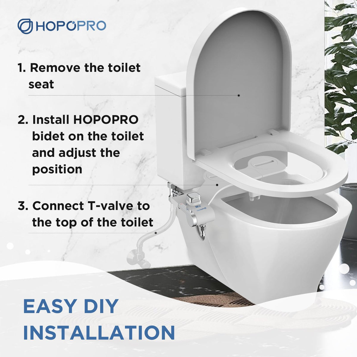 HOPOPRO bidet white sleek design complements bathrooms while reducing toilet paper use