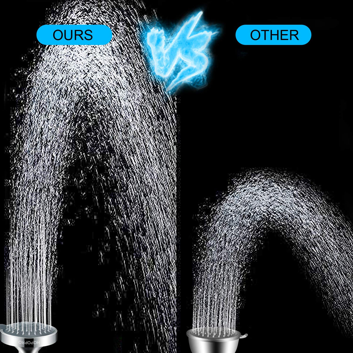 HOPOPRO high-flow rain showerhead uses 66 nozzles for steady pressure