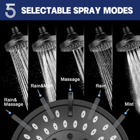 HOPOPRO matte black shower head with a 4-inch panel for wide, even coverage.