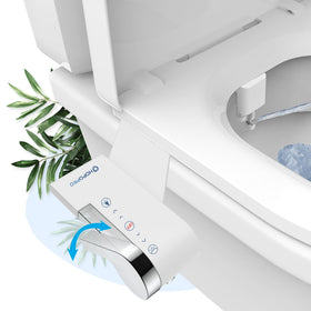 HOPOPRO black toilet bidet tank cover, front view, adds a convenient hygiene upgrade.