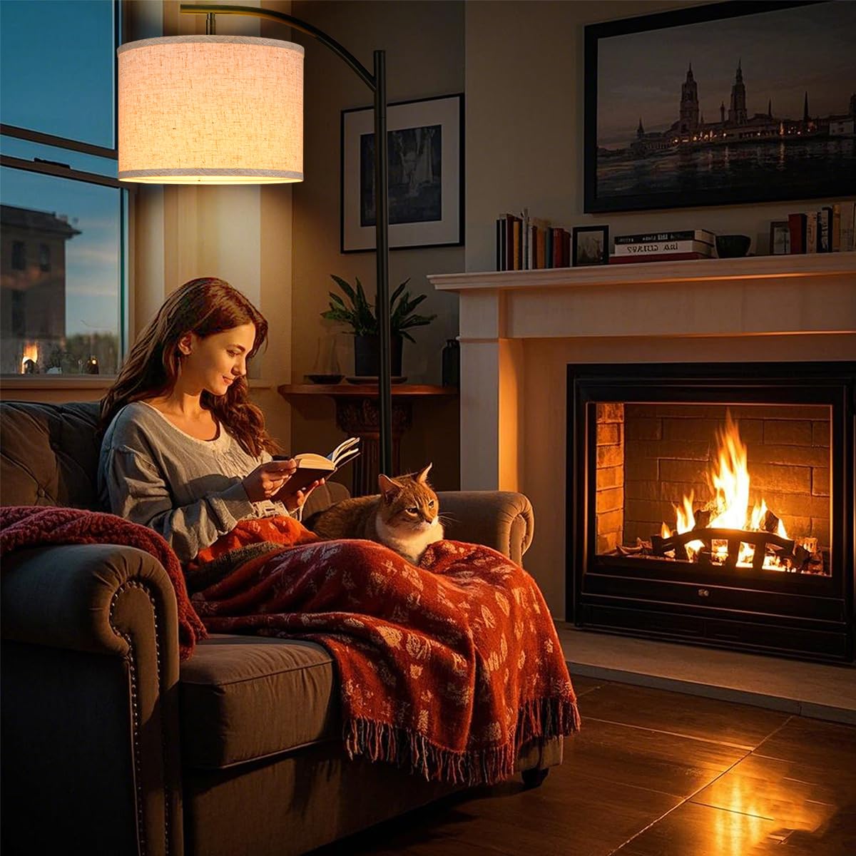 HoperBriwght living room floor lamp fits tight spaces with a slim silhouette.