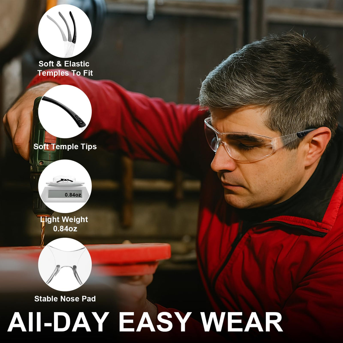 Hoqiwild polycarbonate lens safety glasses resist scratches for long-lasting clarity