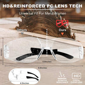 Hoqiwild scratch-resistant safety glasses maintain clear vision over time.