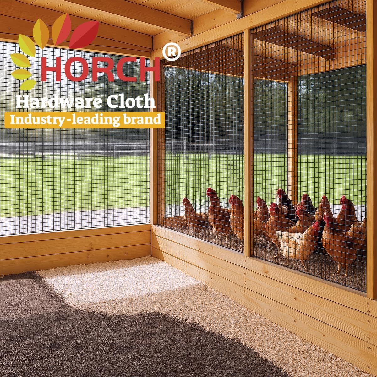 HORCH mesh used for a chicken coop enclosure setup.