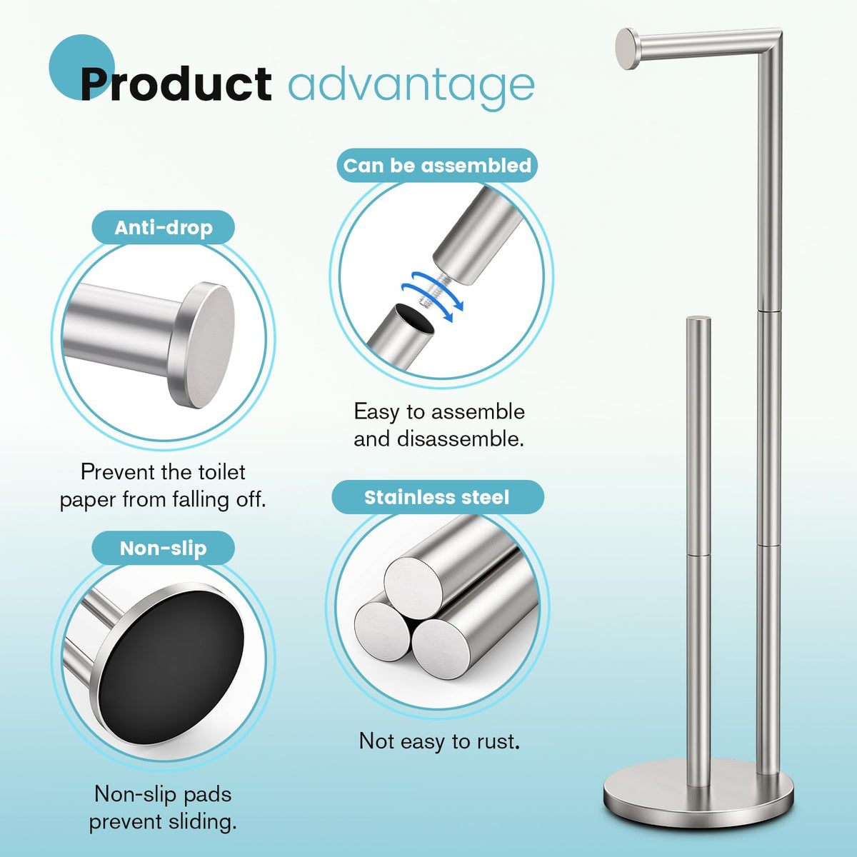 HorHer free-standing base demonstrates stable support on bathroom floors.