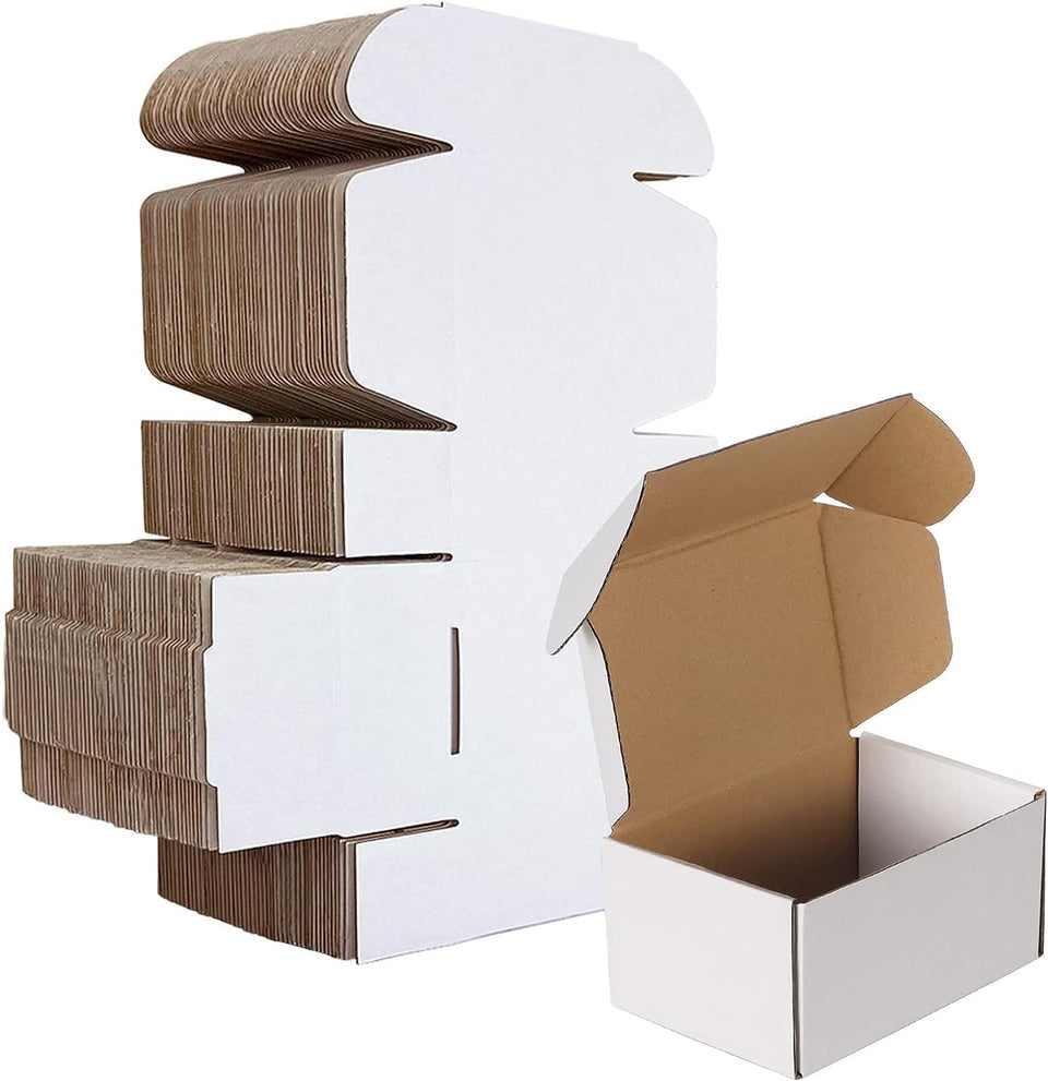 HORLIMER 6x4x3 inch white shipping box front view, ideal for lightweight shipments.