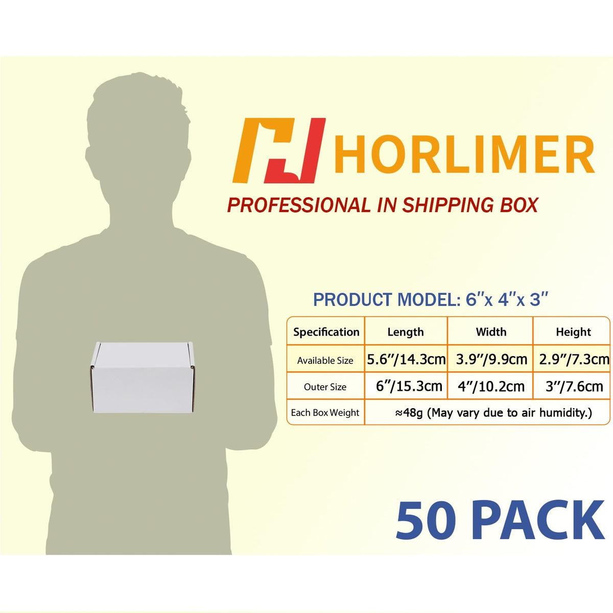 HORLIMER box assembled in seconds without tape or glue for quick packaging.
