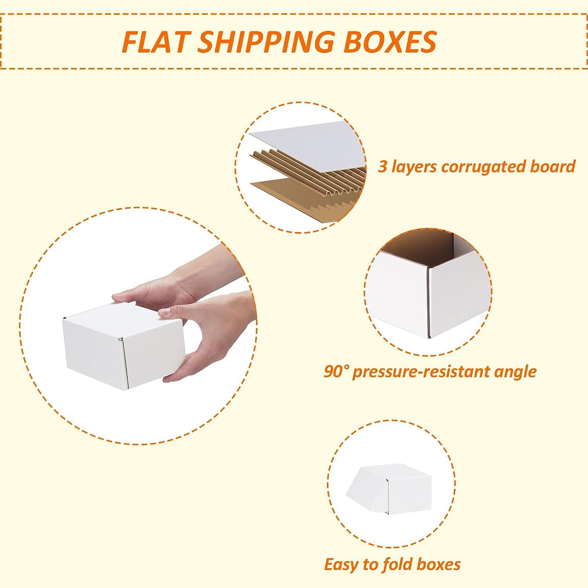 HORLIMER flat-packed white box saves space before use.