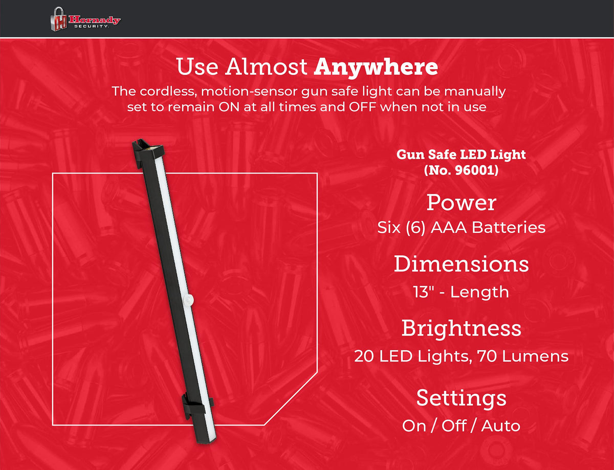 Hornady 70-lumen light bar provides broad illumination.