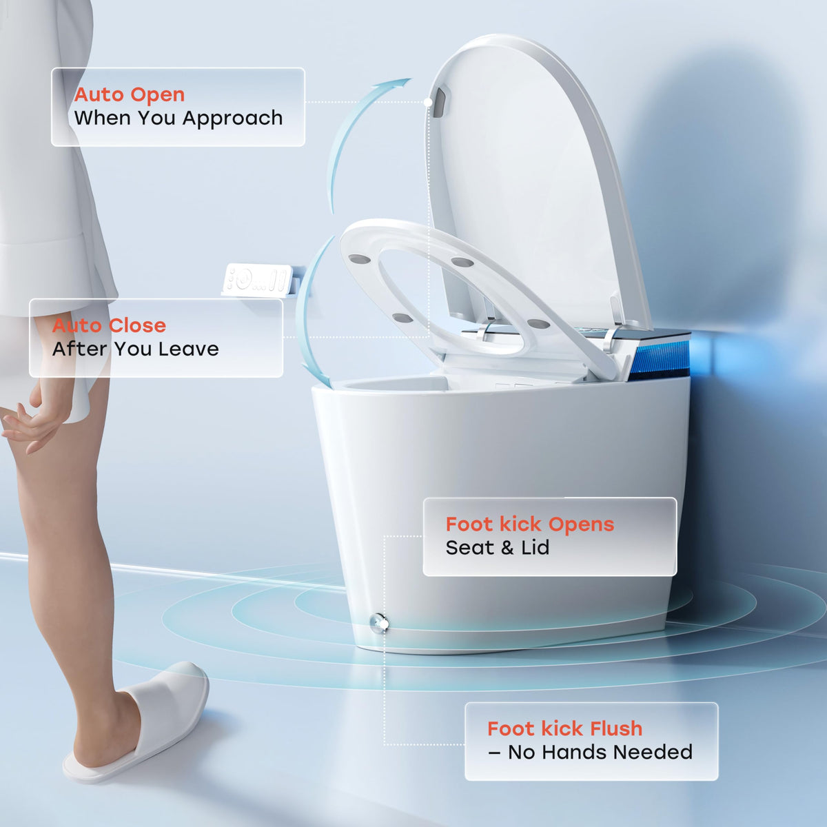 HOROW Artistic Bidet Toilet sleek, elongated seat for modern bathrooms.