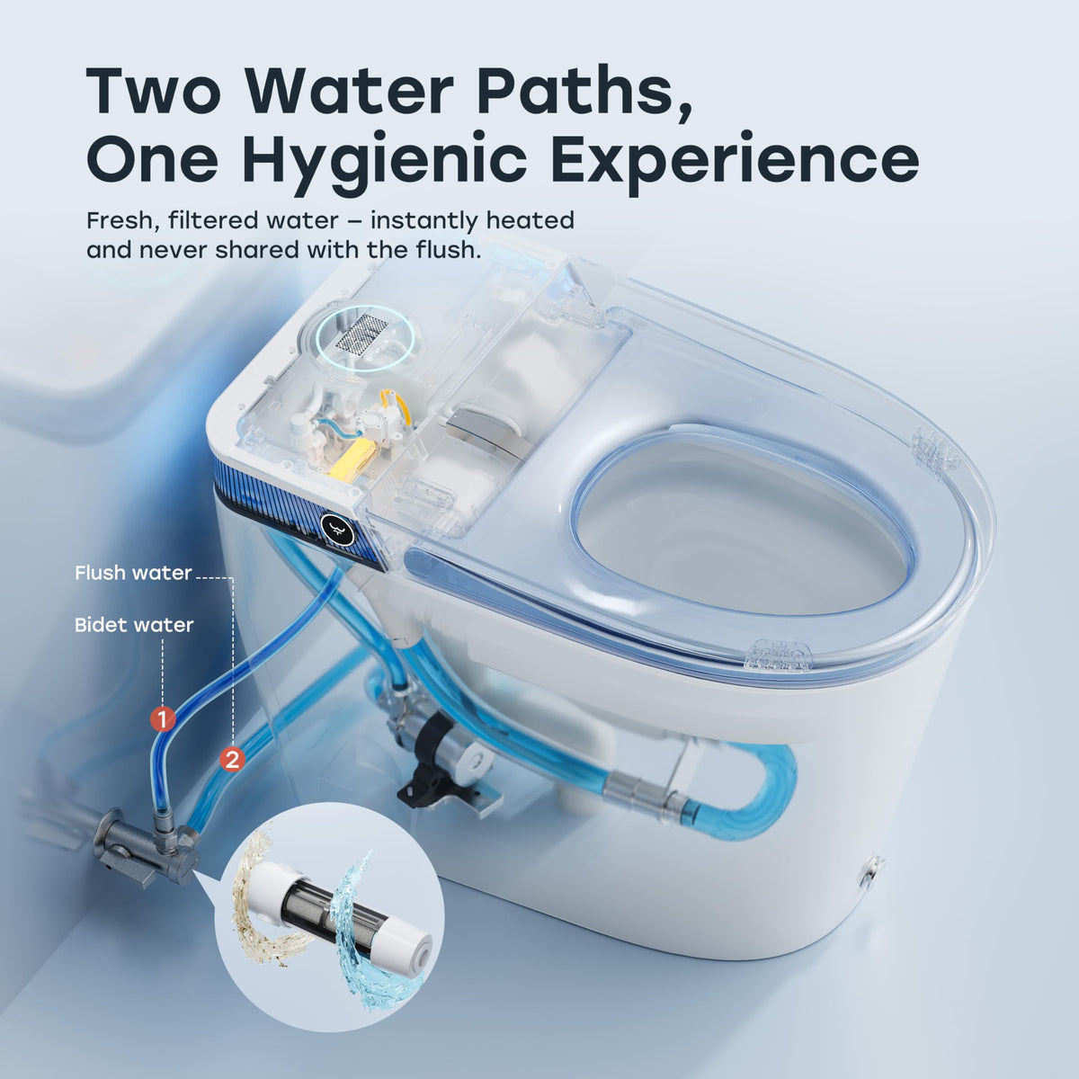 HOROW Artistic Bidet Toilet 1000g MaP flush provides powerful cleaning with efficiency.