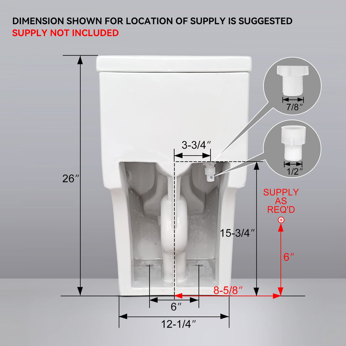 HOROW T0338W rough-in 10-inch option fits compatible bathrooms.