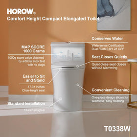 HOROW T0338W 17.3-inch seat height supports easy seating and standing transitions.