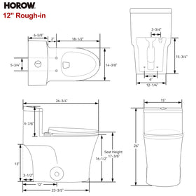 HOROW T0338W soft closing seat reduces nighttime bathroom noise.