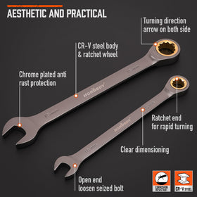 HORUSDY metric wrench sizes 8-19mm illustrate versatile range for fittings