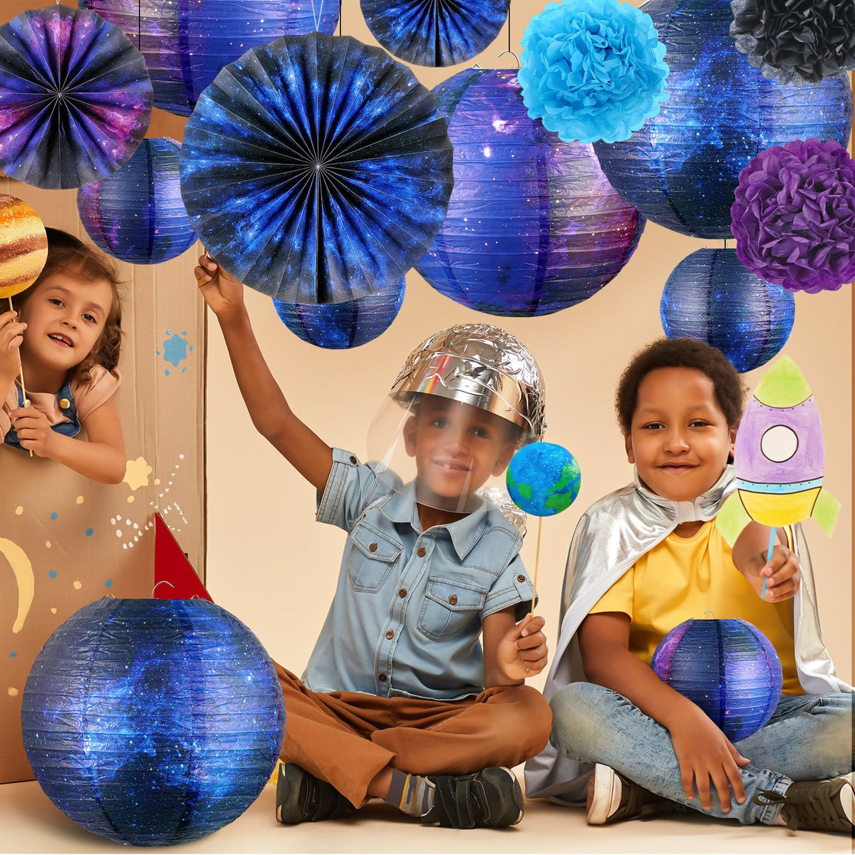 Hortsun cosmic paper fan 12-inch versatile decor accent