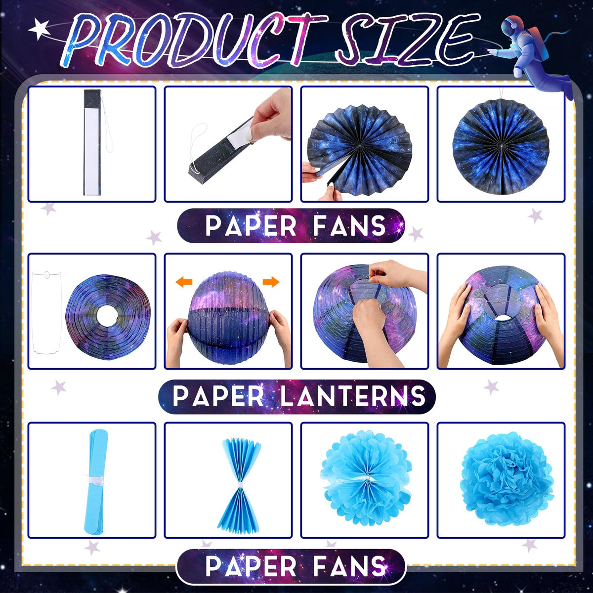 Hortsun cosmic paper fan 16-inch adds ceiling dimension