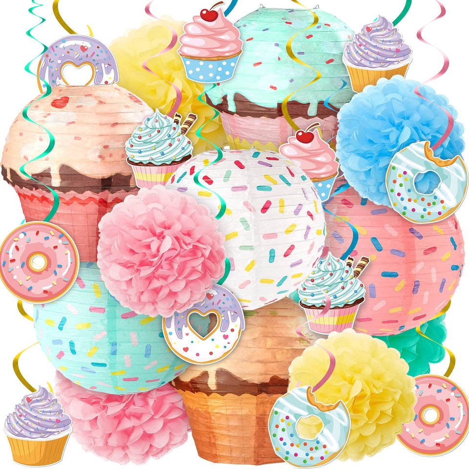Hortsun donut lanterns illuminate a festive backdrop with bright, playful mood