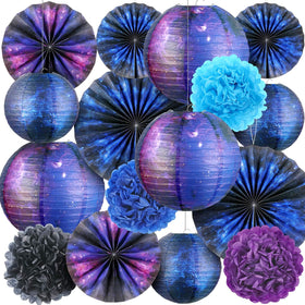 Hortsun galaxy lantern 12-inch with purple-blue nebula design for vivid party lighting