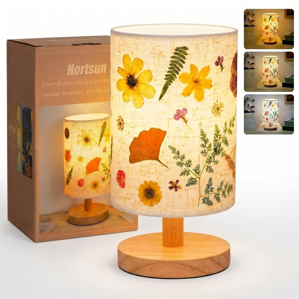 Hortsun pressed flower lamp base detail for sturdy rustic decor