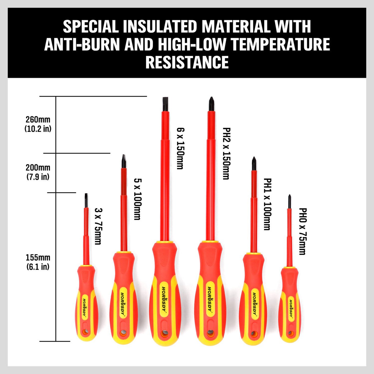 HORUSDY 1000V insulated blades protect against shock in live wiring.