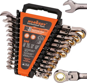 HORUSDY 12-piece SAE flex-head set in 1/4 to 7/8 inch for tight spaces