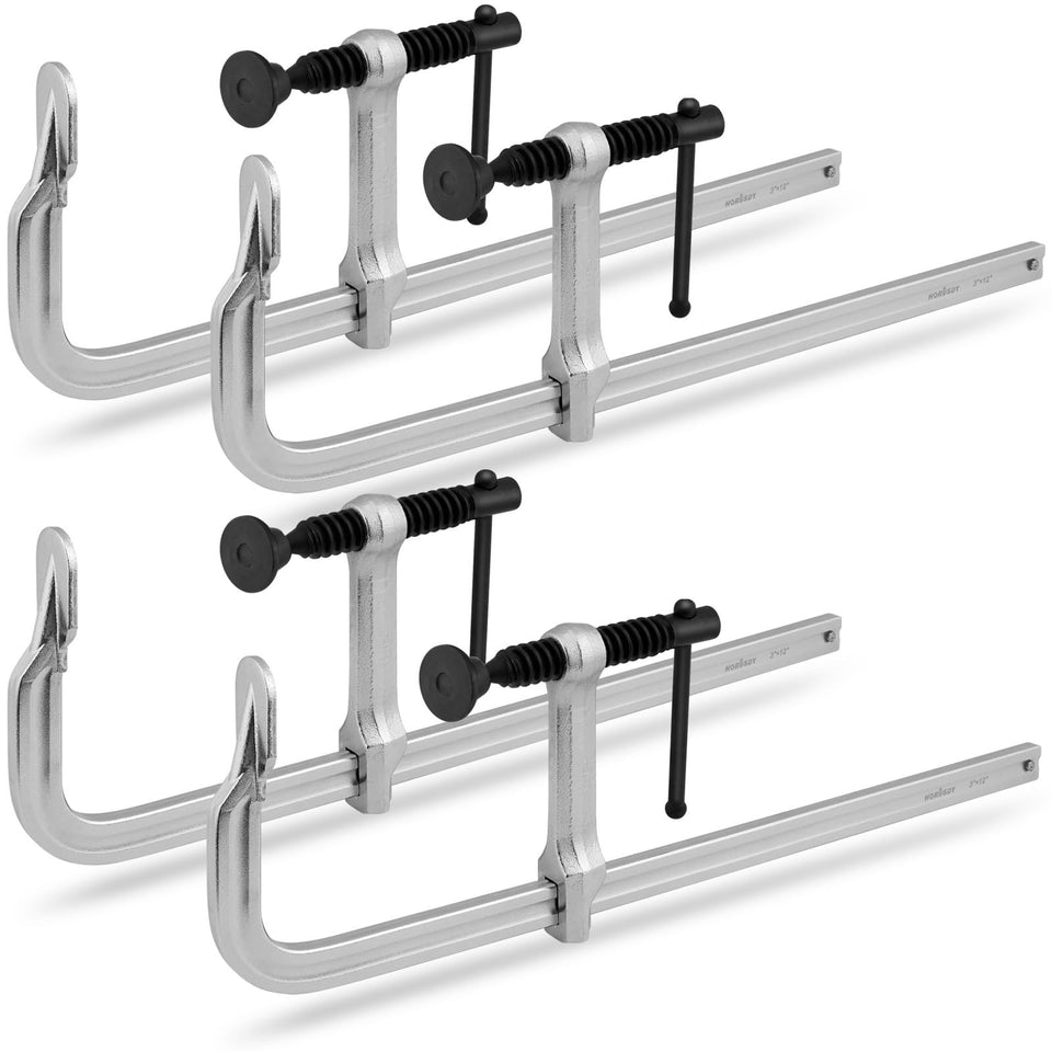 HORUSDY 12in bar clamp set front view, stable clamping for precise assemblies