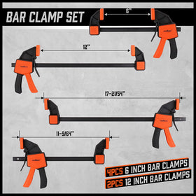 HORUSDY 12-inch bar clamps offer wide spreader versatility for assemblies.