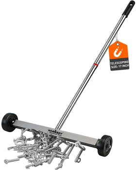 HORUSDY 17-inch rolling magnetic sweeper with wide head designed to lift metal debris.