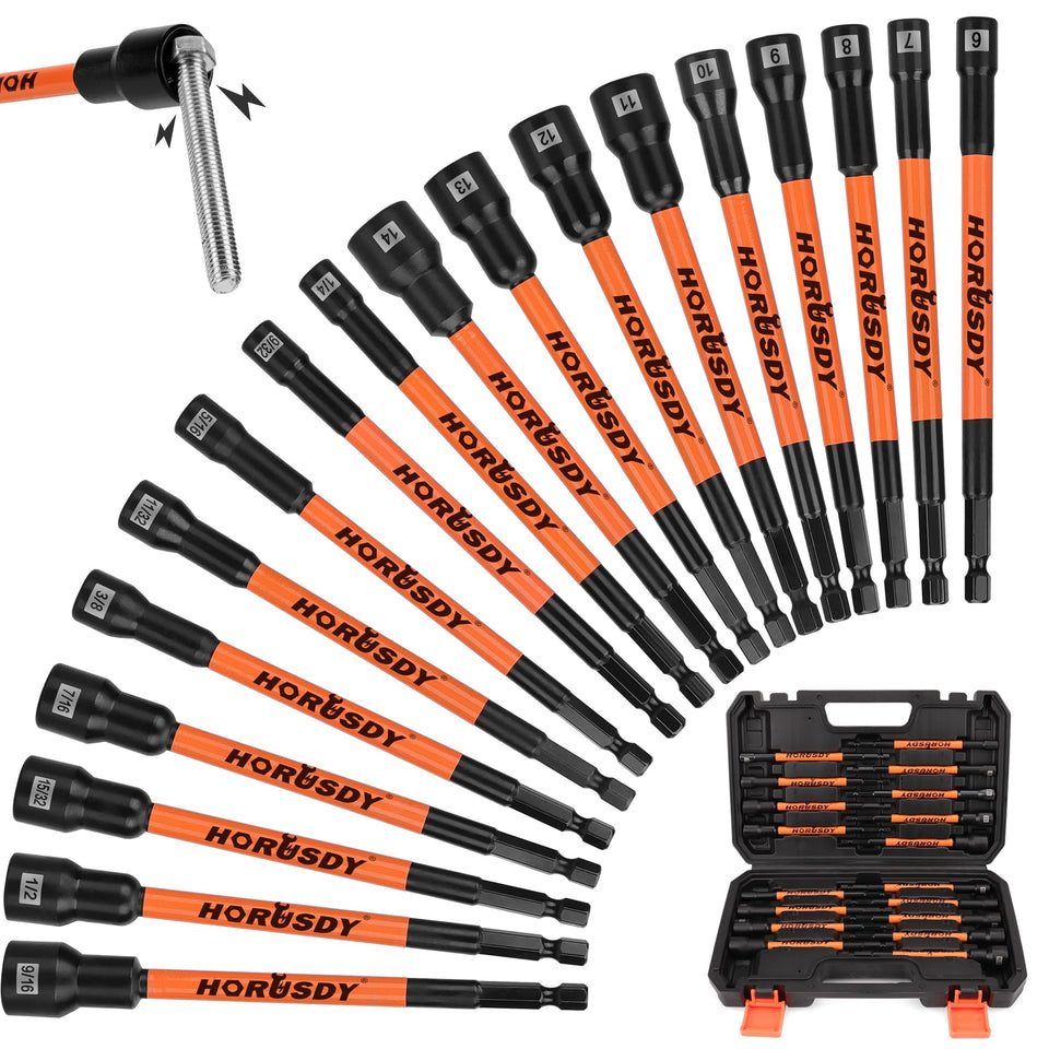 Horusdy 18pc nut driver set with 6-inch handles for durable leverage.
