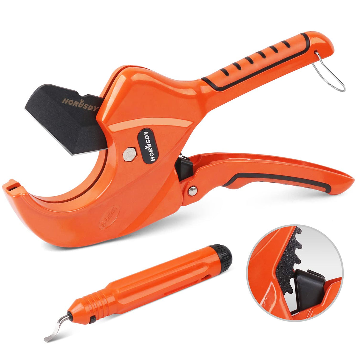 HORUSDY 2-1/2-inch pipe cutter exterior view showing durable aluminum frame for quick cuts.
