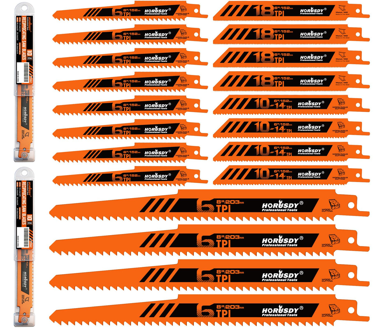 HORUSDY 20-piece blade set in a storage box for organized jobsite readiness