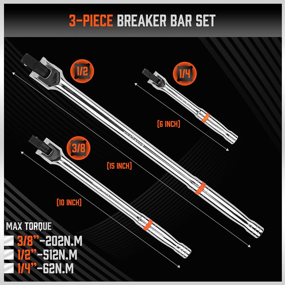 HORUSDY 15 inch breaker bar with rotatable head for deep access