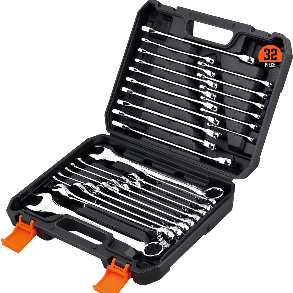 HORUSDY 32-piece wrench set case organized for quick access and transport