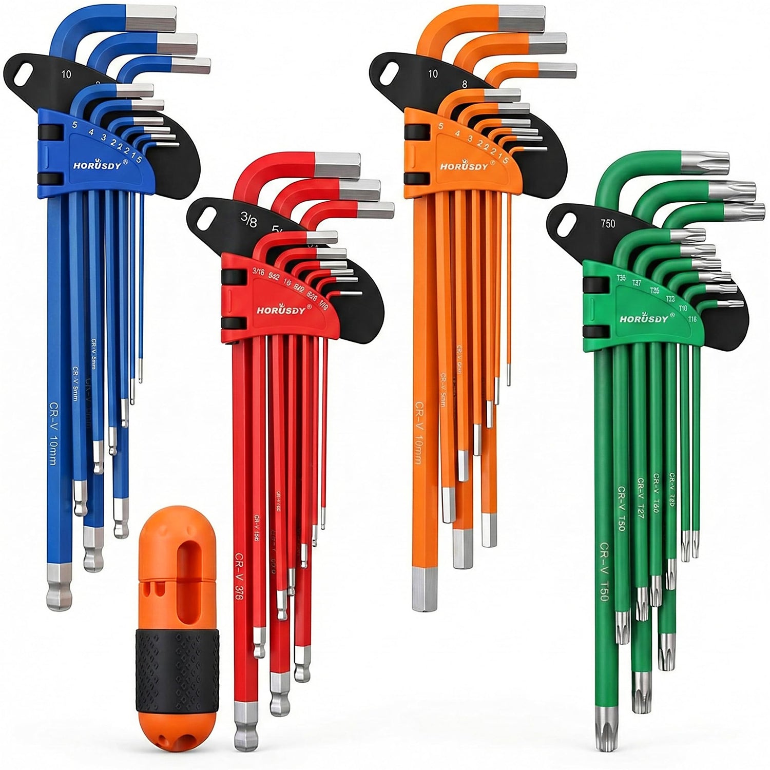 HORUSDY ball-end metric hex keys set for precise access in tight spaces.