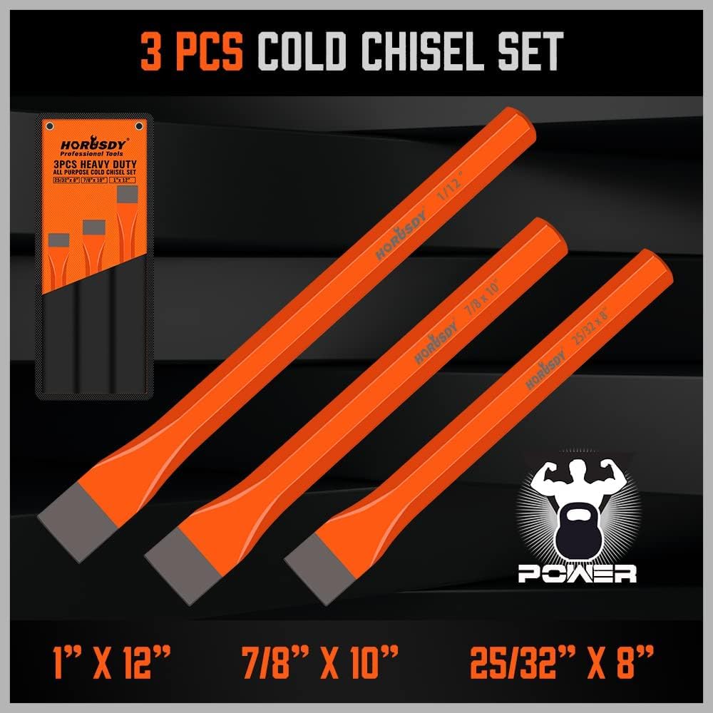 HORUSDY 12-inch chisel provides leverage for demolition work.