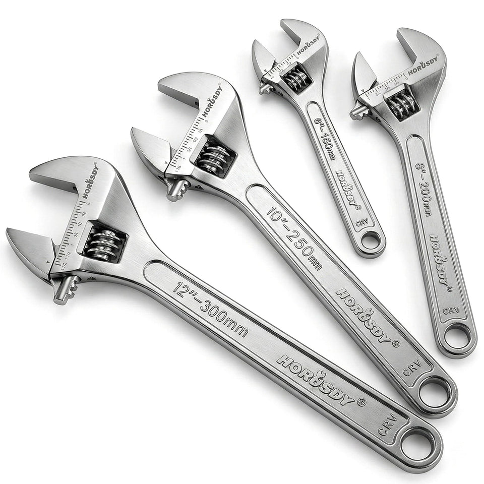 HORUSDY 6-inch adjustable wrench in use for household assembly with precise fit.