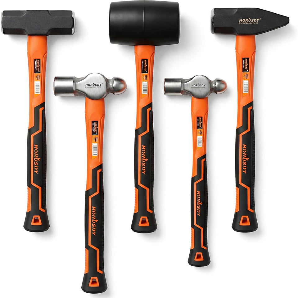 HORUSDY 5-piece hammer set 16oz ball pein for precise metal tapping and general construction