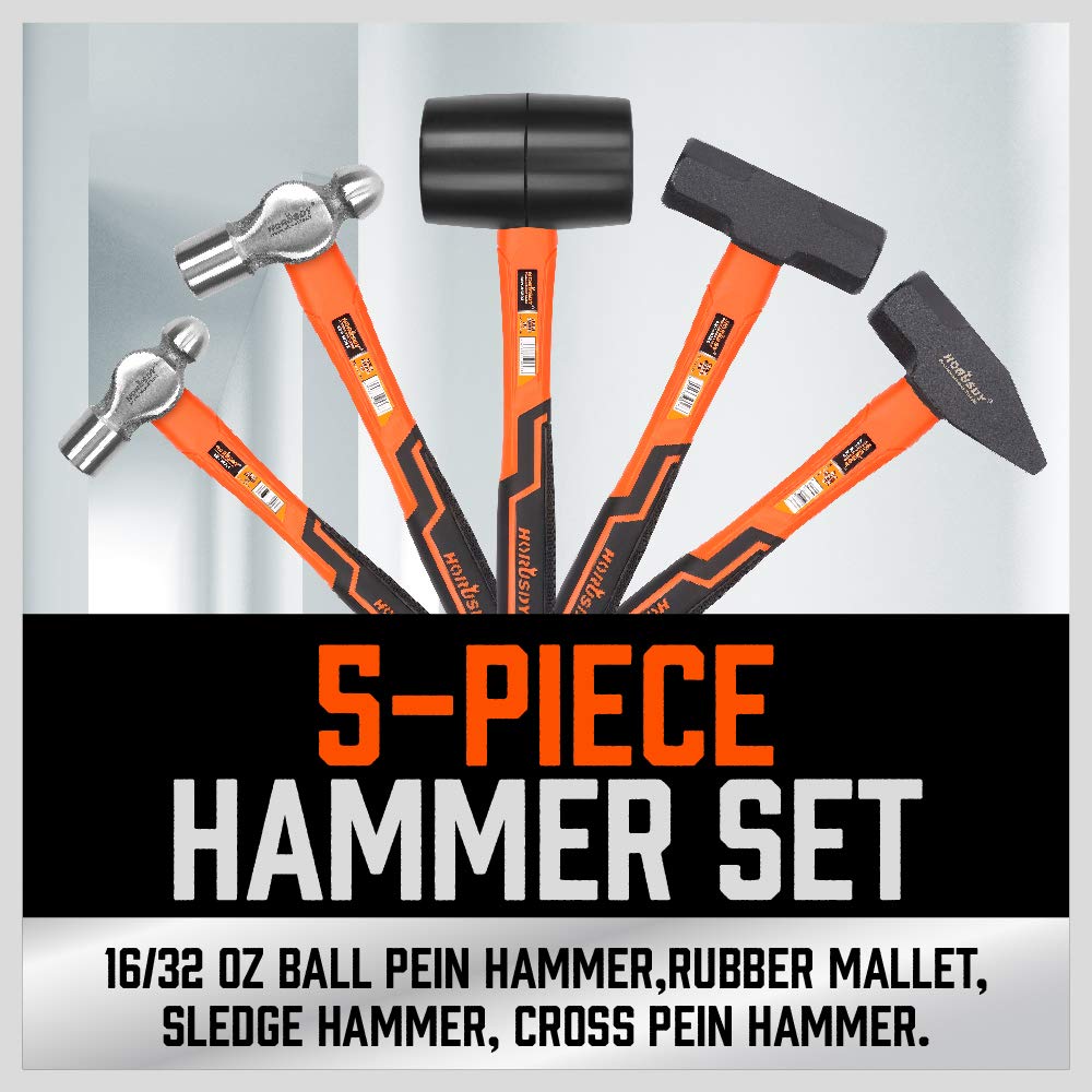 HORUSDY 5-piece hammer set 32oz ball pein for heavy-duty metal work