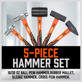 HORUSDY 5-piece hammer set 32oz ball pein for heavy-duty metal work