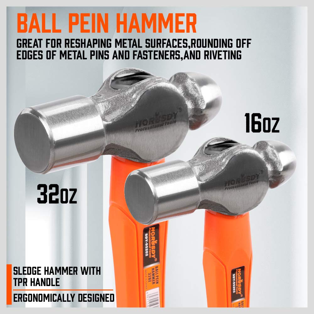 HORUSDY 5-piece hammer set with non-slip handles for secure grip