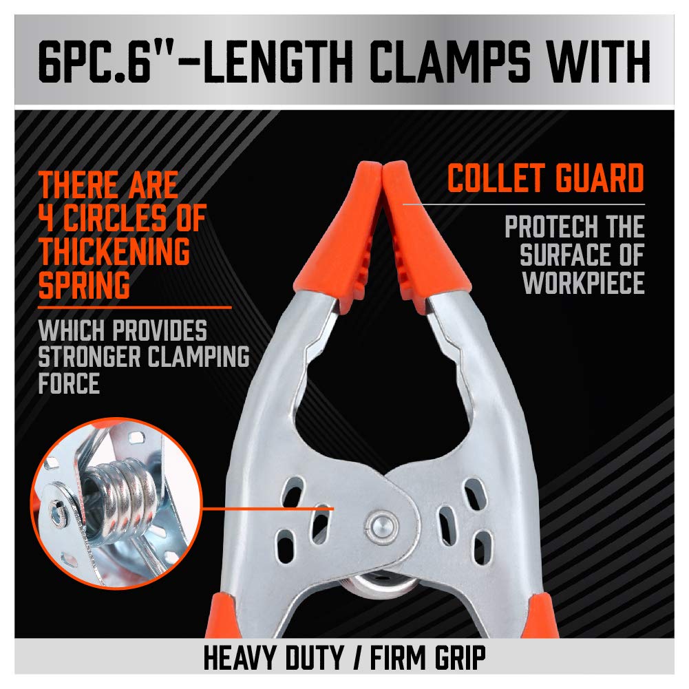 HORUSDY 6-inch spring clamp arc handle enhances comfort during use