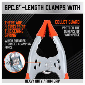 HORUSDY 6-inch spring clamp arc handle enhances comfort during use