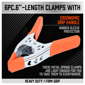 HORUSDY 6-inch spring clamp side view highlights durable steel construction for metalworking
